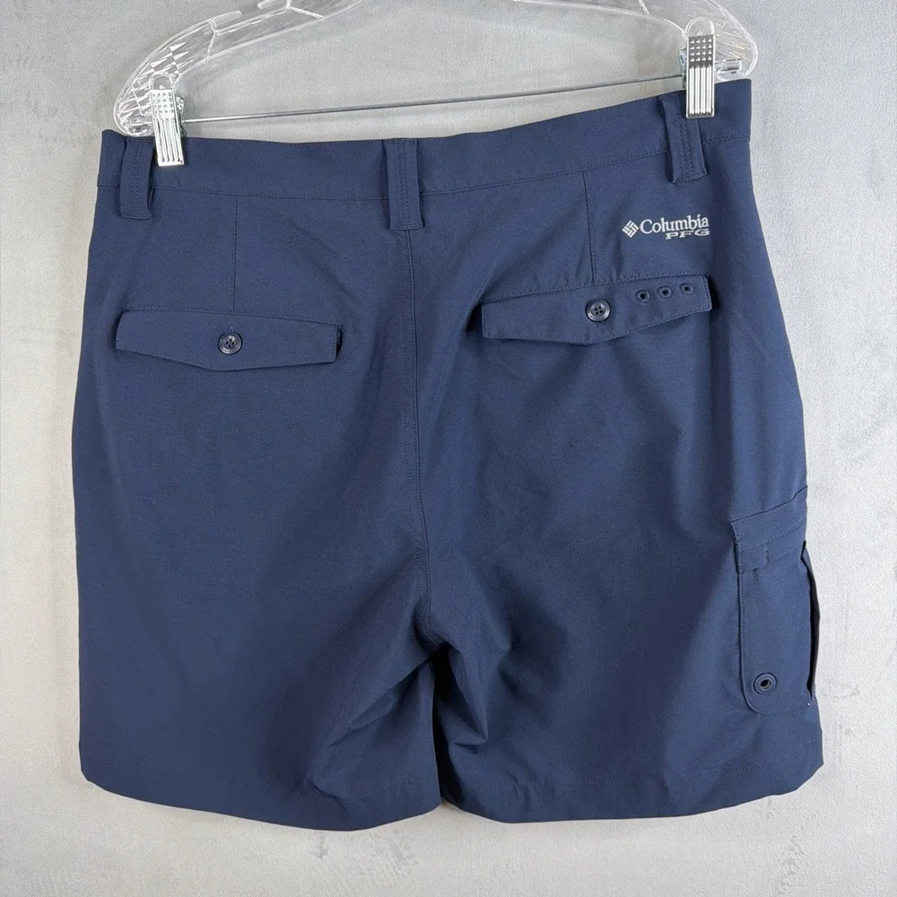 Columbia PFG Shorts Mens 34 Blue Omni-Shade Fishing Performance Cargo - Picture 2 of 8